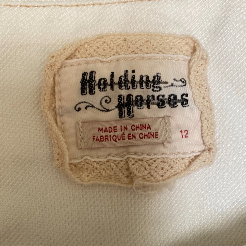 Holding Horses Patchwork Linen Blend Asymmetrical Skirt Sz 12 Lagom Cottagecore - Picture 3 of 16